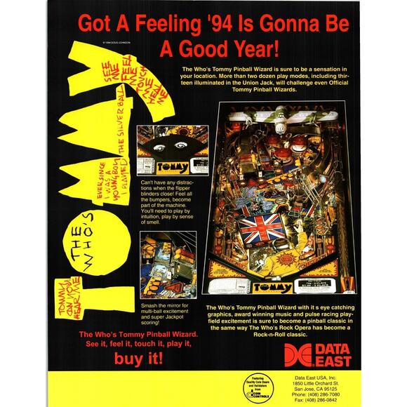 Tommy Pinball Flyer Original Vintage Game Art Vintage Unused 8.5" x 11" The Who - Picture 2 of 2